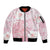 Japan Sakura Floral with Polynesian Vibe Sleeve Zip Bomber Jacket