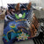 Marshall Islands Kwajalein Atoll Bedding Set Plumeria Sea Turtle with Polynesian Tribal