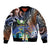 Marshall Islands Kwajalein Atoll Bomber Jacket Plumeria Sea Turtle with Polynesian Tribal