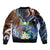 Marshall Islands Kwajalein Atoll Bomber Jacket Plumeria Sea Turtle with Polynesian Tribal