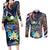 Marshall Islands Kwajalein Atoll Couples Matching Long Sleeve Bodycon Dress and Long Sleeve Button Shirt Plumeria Sea Turtle with Polynesian Tribal