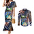 Marshall Islands Kwajalein Atoll Couples Matching Mermaid Dress and Long Sleeve Button Shirt Plumeria Sea Turtle with Polynesian Tribal