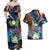 Marshall Islands Kwajalein Atoll Couples Matching Off Shoulder Maxi Dress and Hawaiian Shirt Plumeria Sea Turtle with Polynesian Tribal