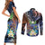 Marshall Islands Kwajalein Atoll Couples Matching Short Sleeve Bodycon Dress and Long Sleeve Button Shirt Plumeria Sea Turtle with Polynesian Tribal