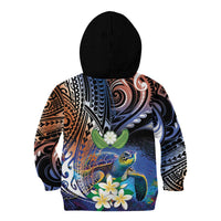 Marshall Islands Kwajalein Atoll Kid Hoodie Plumeria Sea Turtle with Polynesian Tribal