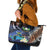 Marshall Islands Kwajalein Atoll Leather Tote Bag Plumeria Sea Turtle with Polynesian Tribal