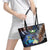 Marshall Islands Kwajalein Atoll Leather Tote Bag Plumeria Sea Turtle with Polynesian Tribal