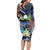 Marshall Islands Kwajalein Atoll Long Sleeve Bodycon Dress Plumeria Sea Turtle with Polynesian Tribal