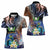 Marshall Islands Kwajalein Atoll Women Polo Shirt Plumeria Sea Turtle with Polynesian Tribal