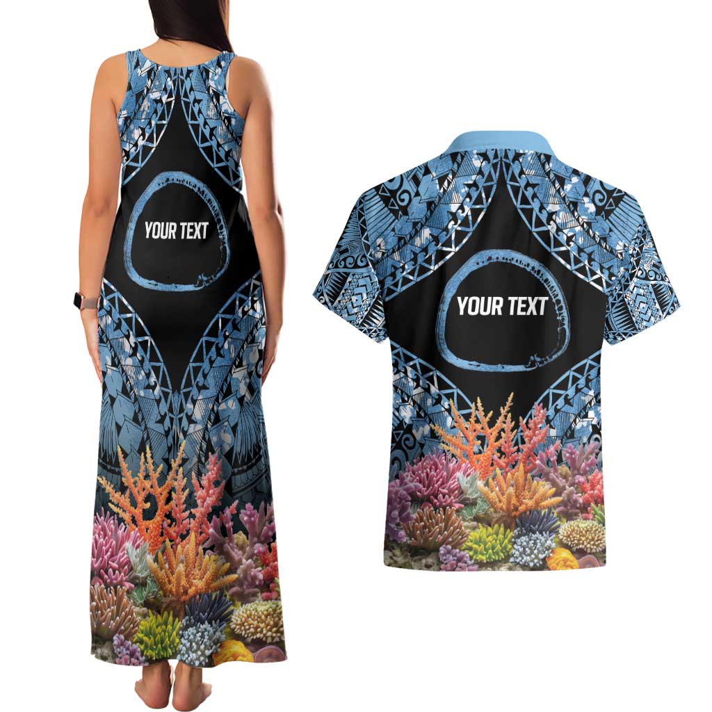 Personalised Nukuoro Micronesia Atoll Couples Matching Tank Maxi Dress and Hawaiian Shirt with Pacific Coral Reef LT9 - Polynesian Pride