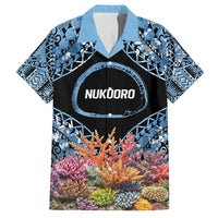 Personalised Nukuoro Micronesia Atoll Family Matching Puletasi and Hawaiian Shirt with Pacific Coral Reef