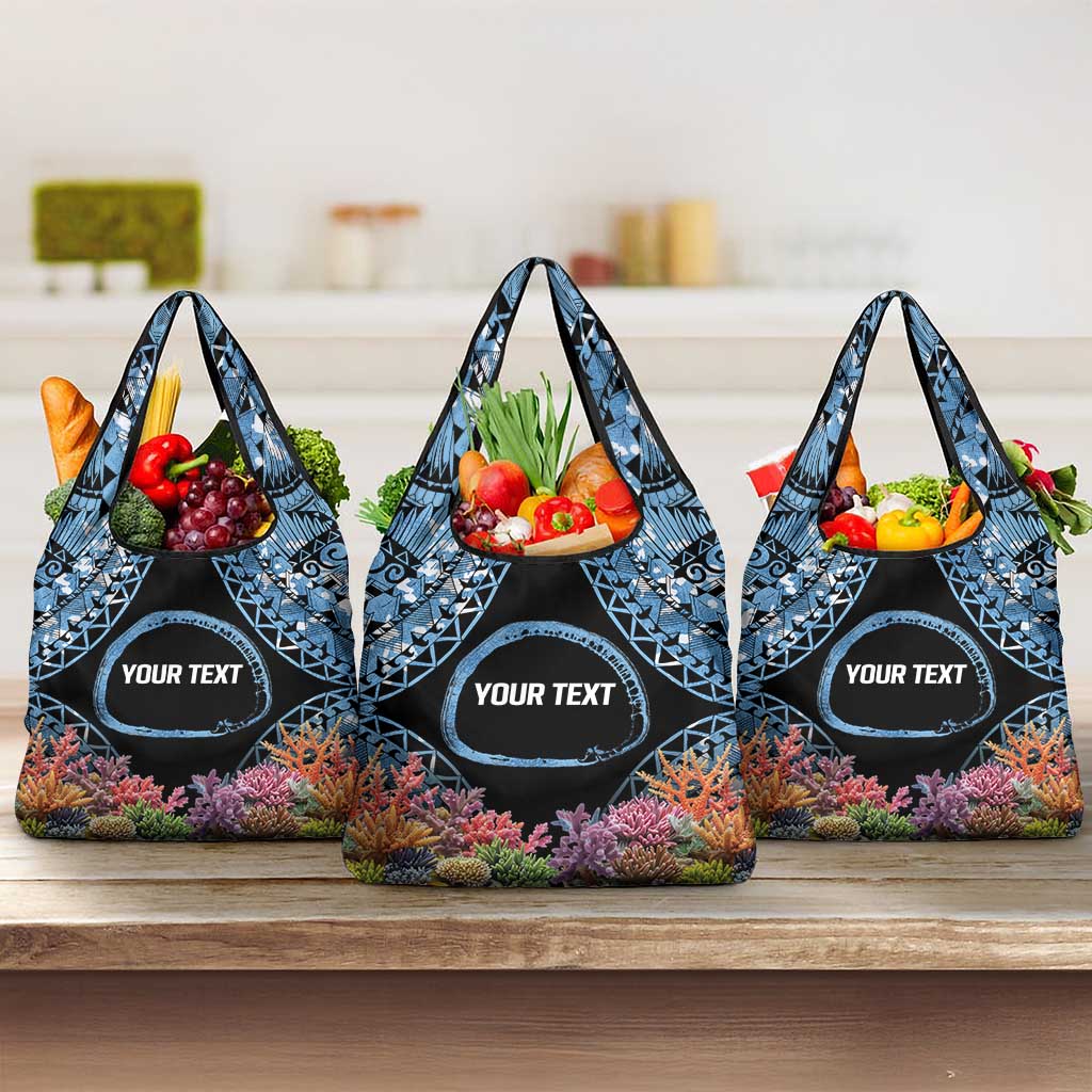 Personalised Nukuoro Micronesia Atoll Grocery Bag with Pacific Coral Reef