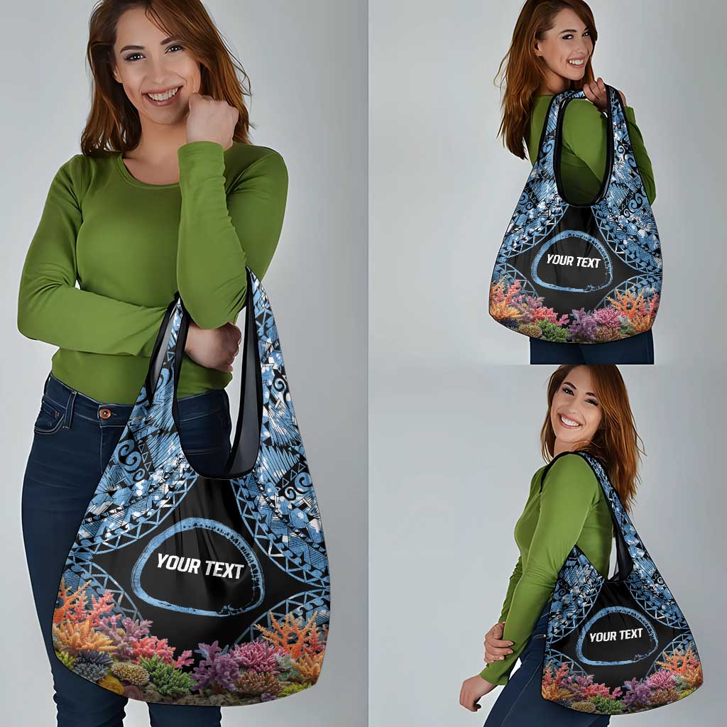 Personalised Nukuoro Micronesia Atoll Grocery Bag with Pacific Coral Reef
