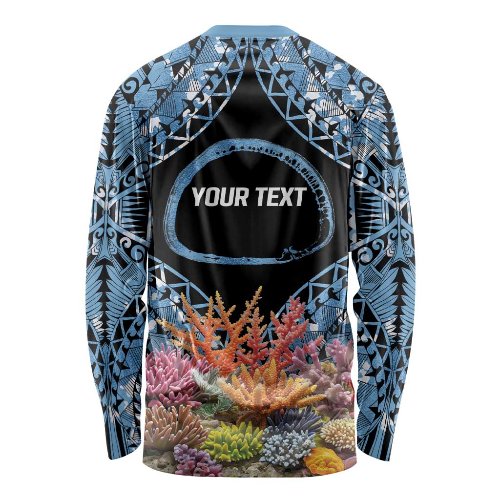 Personalised Nukuoro Micronesia Atoll Long Sleeve Shirt with Pacific Coral Reef