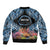 Personalised Nukuoro Micronesia Atoll Sleeve Zip Bomber Jacket with Pacific Coral Reef