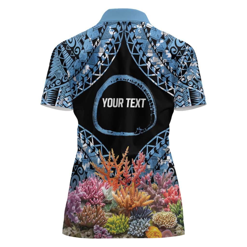 Personalised Nukuoro Micronesia Atoll Women Polo Shirt with Pacific Coral Reef