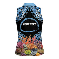Personalised Nukuoro Micronesia Atoll Women Sleeveless Polo Shirt with Pacific Coral Reef LT9 - Polynesian Pride