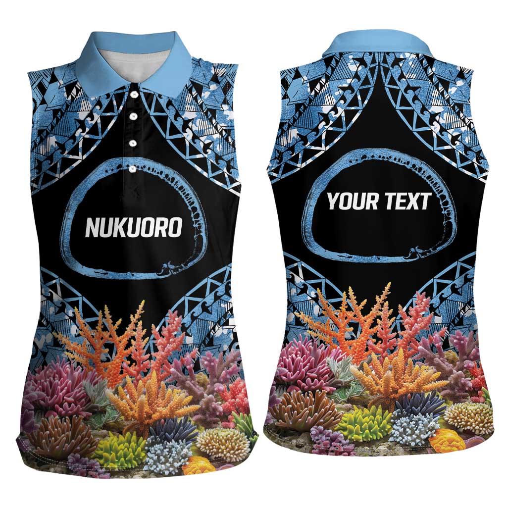 Personalised Nukuoro Micronesia Atoll Women Sleeveless Polo Shirt with Pacific Coral Reef LT9 - Polynesian Pride