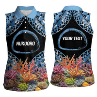 Personalised Nukuoro Micronesia Atoll Women Sleeveless Polo Shirt with Pacific Coral Reef LT9 - Polynesian Pride