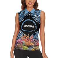 Personalised Nukuoro Micronesia Atoll Women Sleeveless Polo Shirt with Pacific Coral Reef LT9 - Polynesian Pride