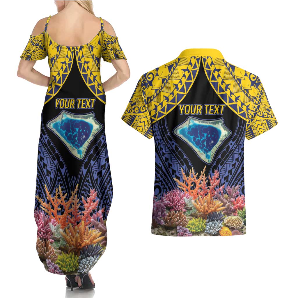 Tokelau Atafu Atoll Personalised Couples Matching Summer Maxi Dress and Hawaiian Shirt Pacific Coral Reef Vibe