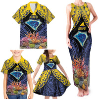 Tokelau Atafu Atoll Personalised Family Matching Tank Maxi Dress and Hawaiian Shirt Pacific Coral Reef Vibe