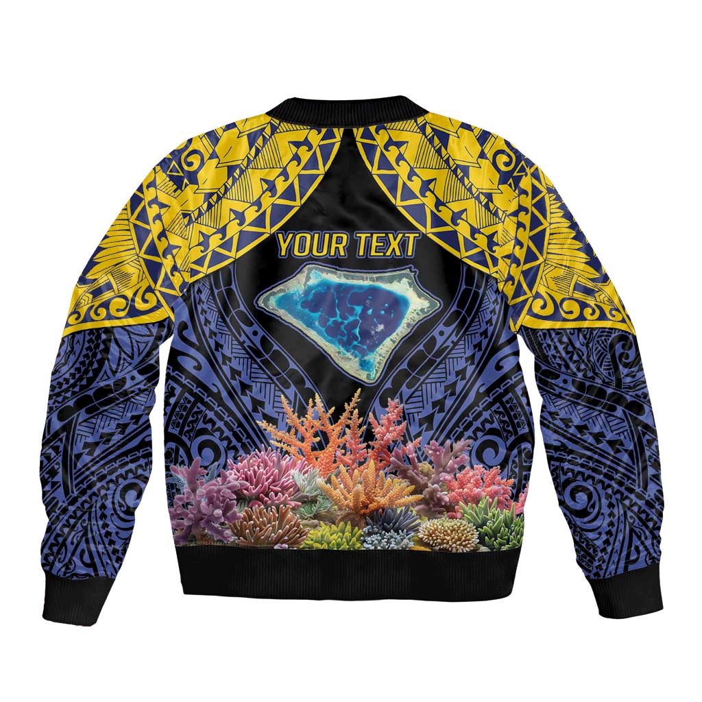 Tokelau Atafu Atoll Personalised Sleeve Zip Bomber Jacket Pacific Coral Reef Vibe