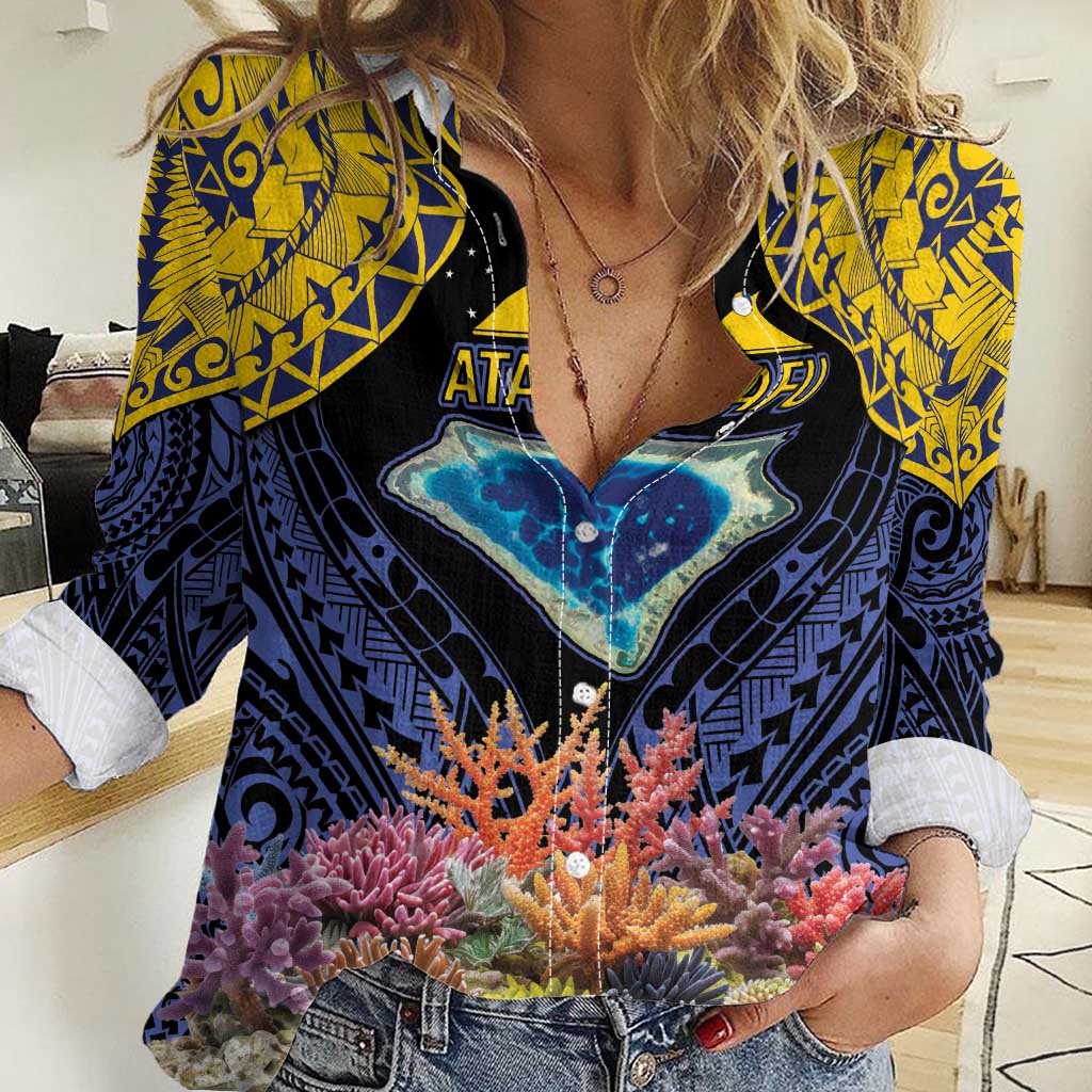 Tokelau Atafu Atoll Personalised Women Casual Shirt Pacific Coral Reef Vibe LT9 Female Gold - Polynesian Pride