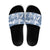 Vintage Hawaii Slide Sandals Hibiscus Tapa Tribal With Hawaiian Quilt Pattern Blue - Polynesian Pride
