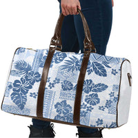 Vintage Hawaii Travel Bag Hibiscus Tapa Tribal With Hawaiian Quilt Pattern Blue - Polynesian Pride