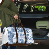 Vintage Hawaii Travel Bag Hibiscus Tapa Tribal With Hawaiian Quilt Pattern Blue - Polynesian Pride