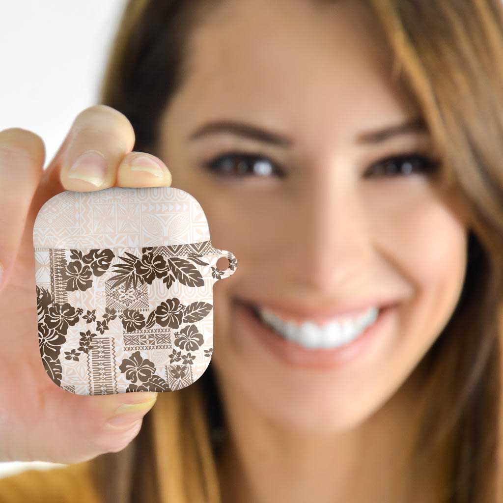 Vintage Hawaii AirPods Case Hibiscus Tapa Tribal With Hawaiian Quilt Pattern Gold - Polynesian Pride
