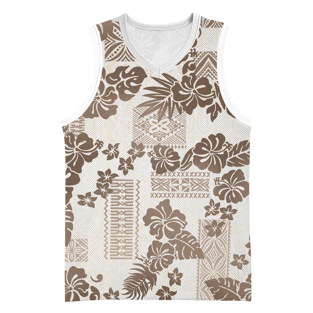 Vintage Hawaii Basketball Jersey Hibiscus Tapa Tribal With Hawaiian Quilt Pattern Gold - Polynesian Pride