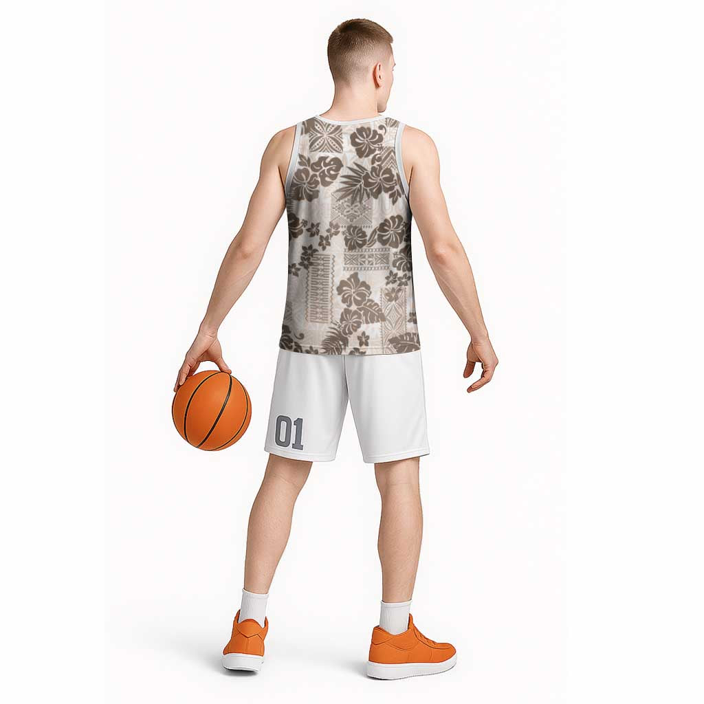 Vintage Hawaii Basketball Jersey Hibiscus Tapa Tribal With Hawaiian Quilt Pattern Gold - Polynesian Pride