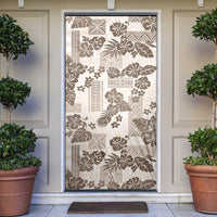 Vintage Hawaii Door Cover Hibiscus Tapa Tribal With Hawaiian Quilt Pattern Gold - Polynesian Pride
