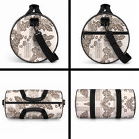 Vintage Hawaii Duffle Bag Hibiscus Tapa Tribal With Hawaiian Quilt Pattern Gold
