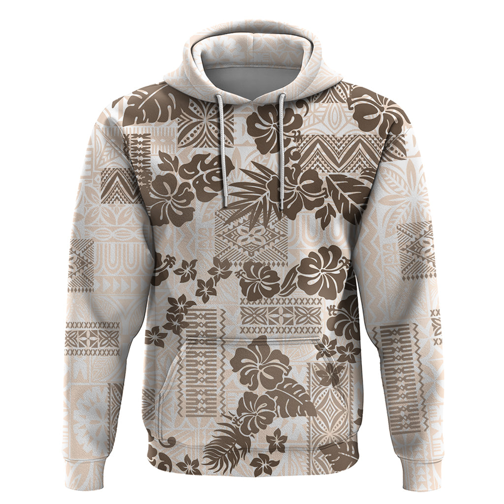 Vintage Hawaii Hoodie Hibiscus Tapa Tribal With Hawaiian Quilt Pattern Gold LT9 Gold - Polynesian Pride