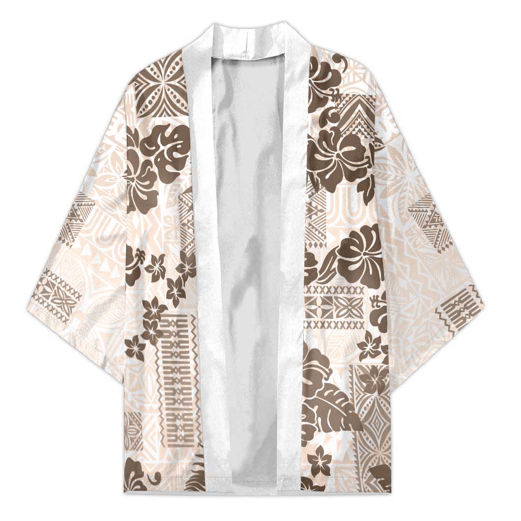 Vintage Hawaii Kimono Hibiscus Tapa Tribal With Hawaiian Quilt Pattern Gold - Polynesian Pride