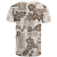 Vintage Hawaii T Shirt Hibiscus Tapa Tribal With Hawaiian Quilt Pattern Gold LT9 - Polynesian Pride