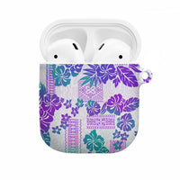 Vintage Hawaii AirPods Case Hibiscus Tapa Tribal With Hawaiian Quilt Pattern Purple - Polynesian Pride