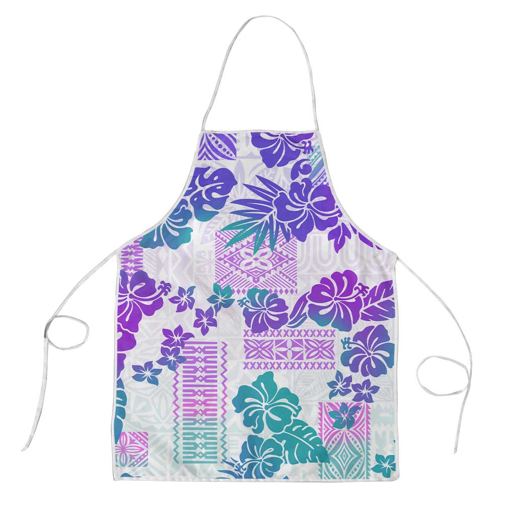 Vintage Hawaii Apron Hibiscus Tapa Tribal With Hawaiian Quilt Pattern Purple - Polynesian Pride