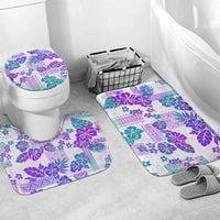 Vintage Hawaii Bathroom Set Hibiscus Tapa Tribal With Hawaiian Quilt Pattern Purple - Polynesian Pride