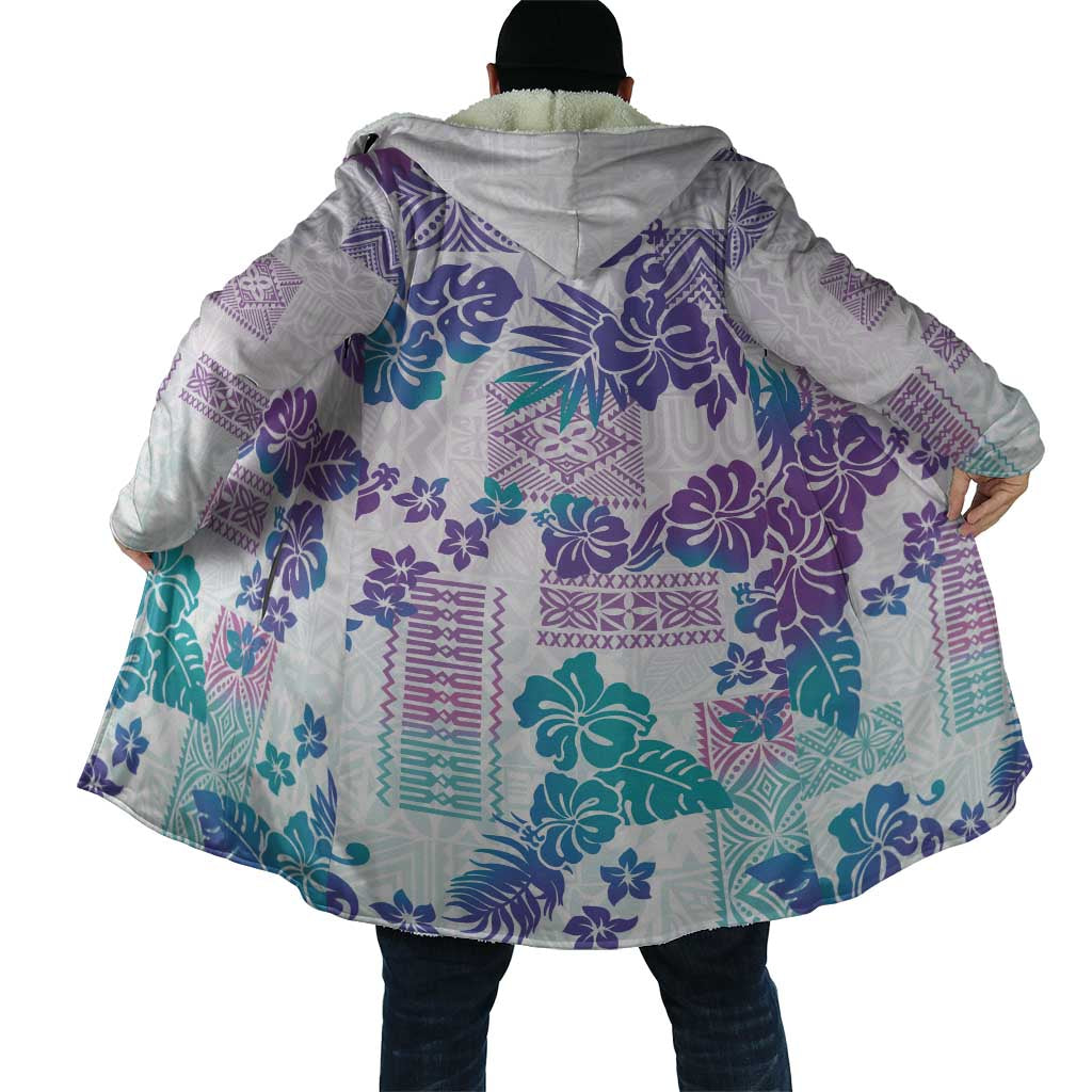 Vintage Hawaii Cloak Hibiscus Tapa Tribal With Hawaiian Quilt Pattern Purple - Polynesian Pride