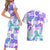 Vintage Hawaii Couples Matching Short Sleeve Bodycon Dress and Hawaiian Shirt Hibiscus Tapa Tribal With Hawaiian Quilt Pattern Purple LT9 - Polynesian Pride