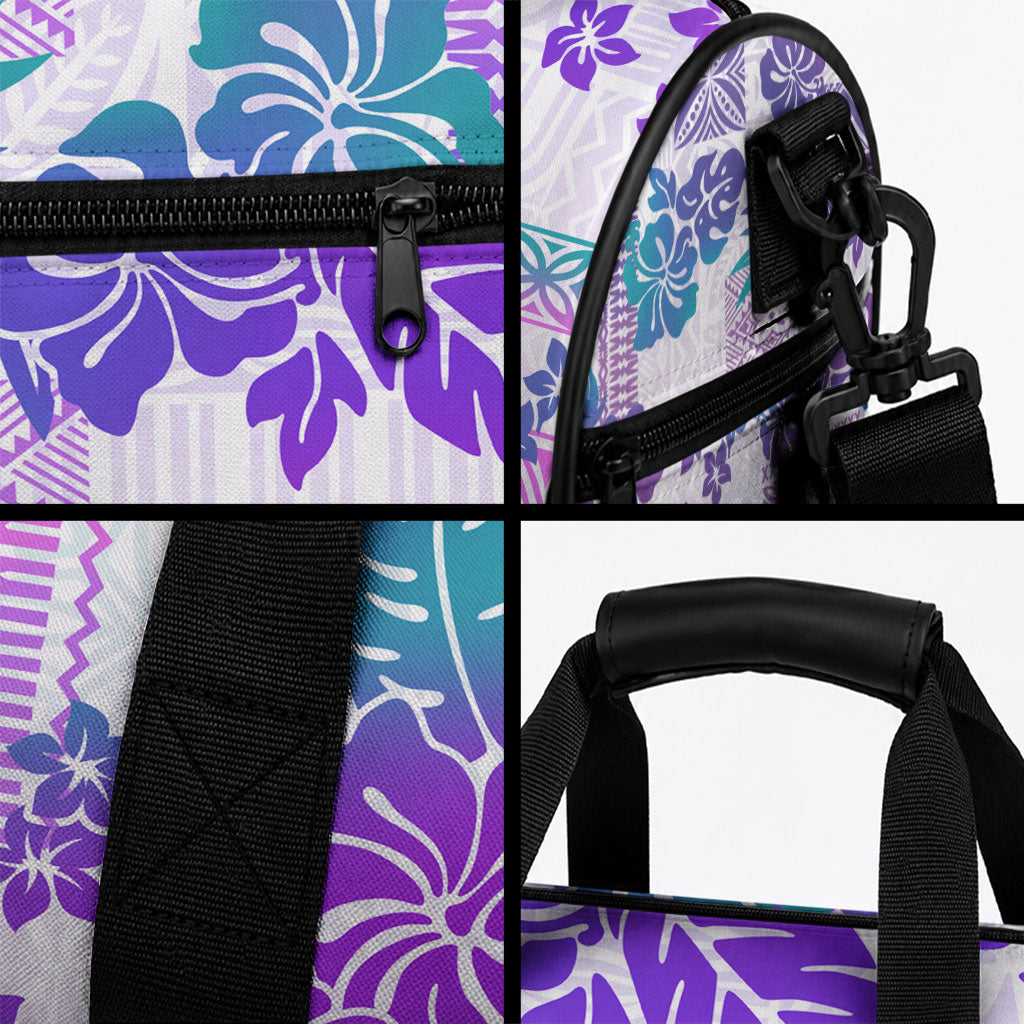 Vintage Hawaii Duffle Bag Hibiscus Tapa Tribal With Hawaiian Quilt Pattern Purple LT9 - Polynesian Pride