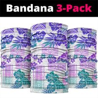 Vintage Hawaii Neck Gaiter Hibiscus Tapa Tribal With Hawaiian Quilt Pattern Purple - Polynesian Pride