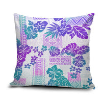 Vintage Hawaii Pillow Cover Hibiscus Tapa Tribal With Hawaiian Quilt Pattern Purple - Polynesian Pride