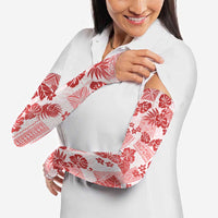 Vintage Hawaii Arm Sleeves Hibiscus Tapa Tribal With Hawaiian Quilt Pattern Red - Polynesian Pride