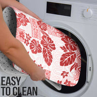 Vintage Hawaii Bathroom Set Hibiscus Tapa Tribal With Hawaiian Quilt Pattern Red - Polynesian Pride