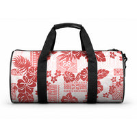 Vintage Hawaii Duffle Bag Hibiscus Tapa Tribal With Hawaiian Quilt Pattern Red LT9 One size Red - Polynesian Pride